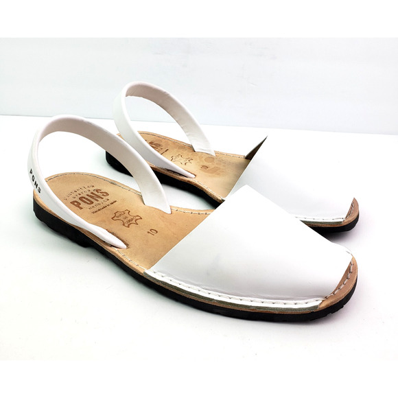 Pons Avarca Menorca Classic Womens Sz 10 White Leather Handmade in Spain Sandals - Picture 1 of 9